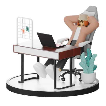 Mujer haciendo relax después del trabajo  3D Illustration