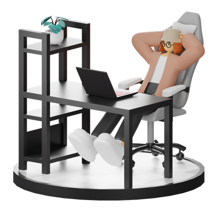 Mujer haciendo relax después del trabajo  3D Illustration