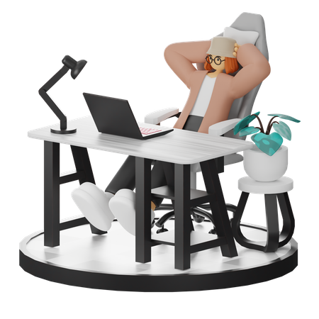 Mujer haciendo relax después del trabajo  3D Illustration