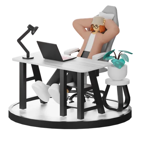 Mujer haciendo relax después del trabajo  3D Illustration