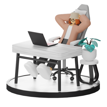 Mujer haciendo relax después del trabajo  3D Illustration