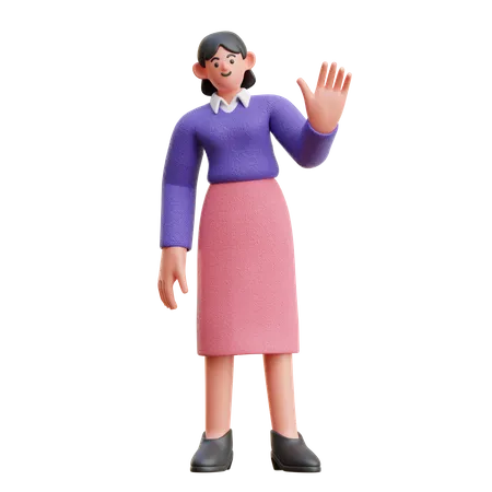 Gesto de mano hola femenino  3D Illustration