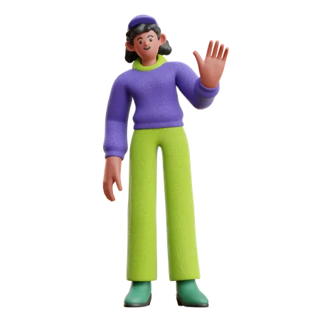 Gesto de mano hola femenino  3D Illustration