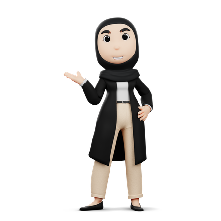 Mujer islámica saluda al Eid  3D Illustration