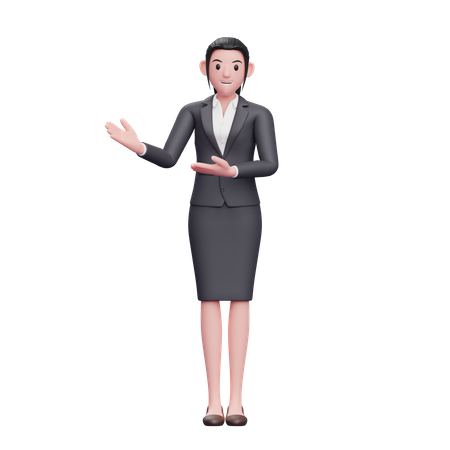 Mujer joven con vestido formal presentando  3D Illustration