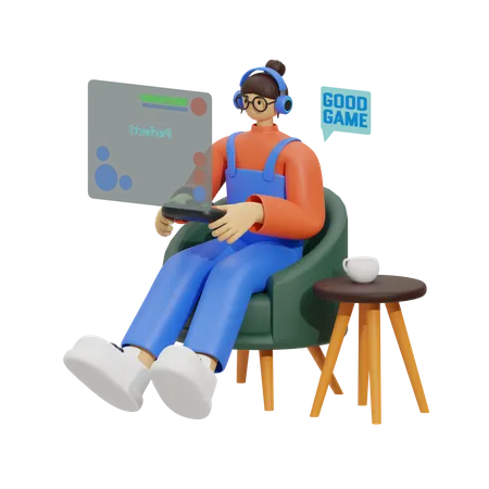 Mujer jugando  3D Illustration