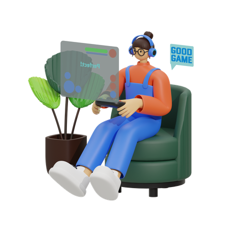 Mujer jugando  3D Illustration