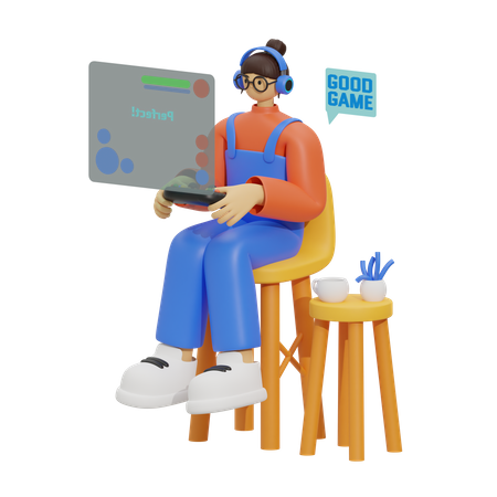 Mujer jugando  3D Illustration