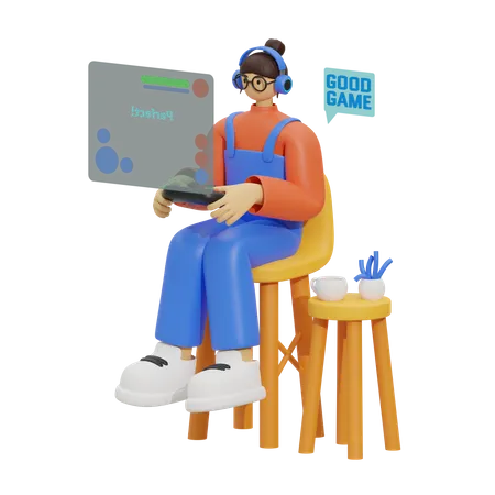 Mujer jugando  3D Illustration