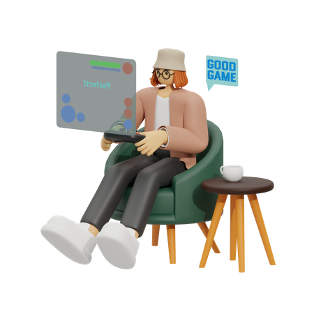 Mujer jugando  3D Illustration