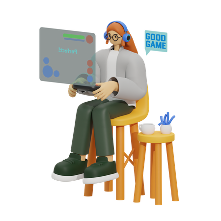 Mujer jugando  3D Illustration