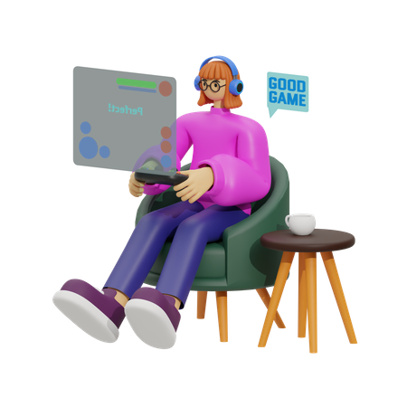 Mujer jugando  3D Illustration