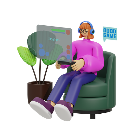 Mujer jugando  3D Illustration