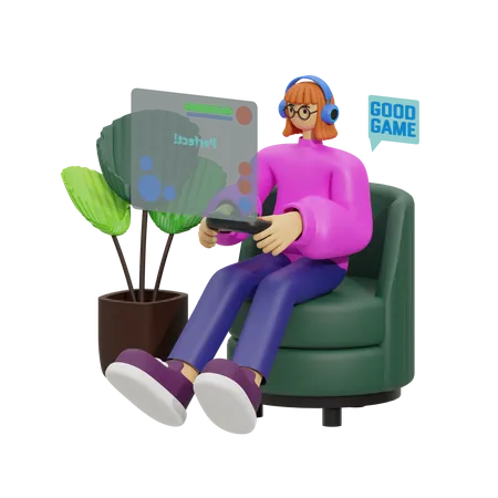 Mujer jugando  3D Illustration