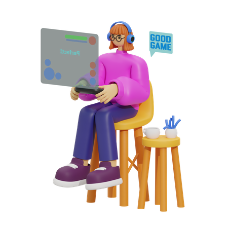 Mujer jugando  3D Illustration