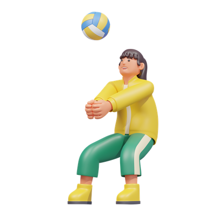 Mujer jugando voleibol  3D Illustration