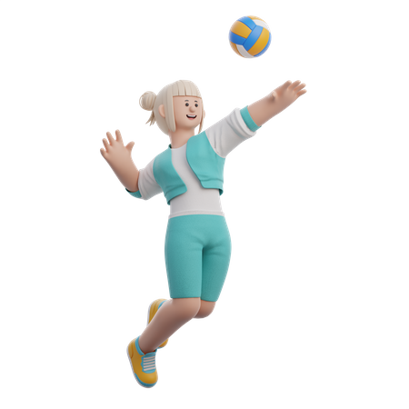 Mujer jugando voleibol  3D Illustration