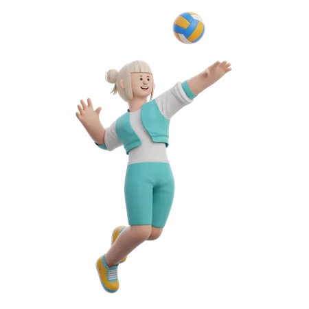 Mujer jugando voleibol  3D Illustration