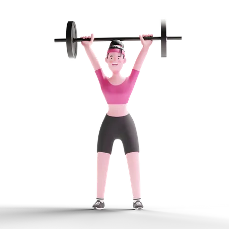 Mujer, levantamiento de pesas  3D Illustration