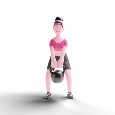 Mujer levantando pesas  3D Illustration