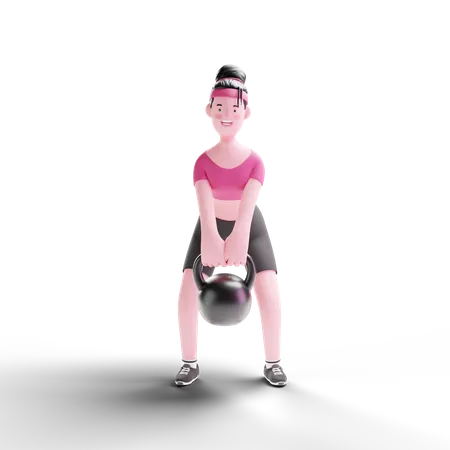 Mujer levantando pesas  3D Illustration