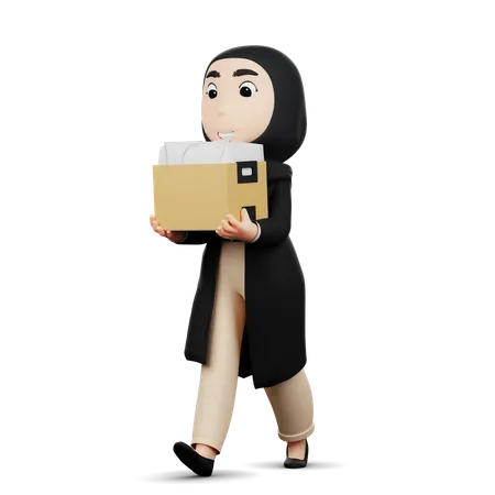 Mujer levantando caja  3D Illustration