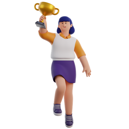 Mujer levantando trofeo  3D Icon