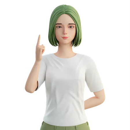 Mujer levantando un dedo  3D Illustration