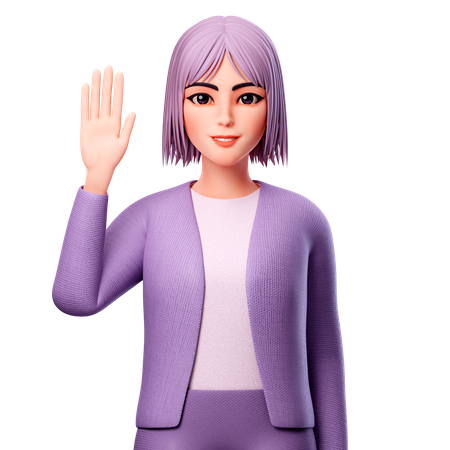 Mujer levanta la mano derecha  3D Illustration