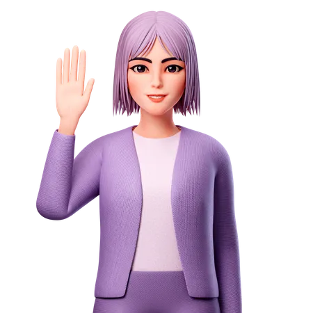 Mujer levanta la mano derecha  3D Illustration