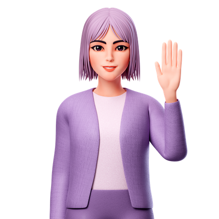 Mujer levanta la mano derecha  3D Illustration