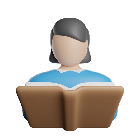 Mujer leyendo libro  3D Icon