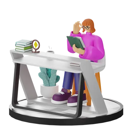 Mujer leyendo libro  3D Illustration