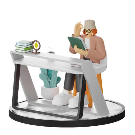 Mujer leyendo libro  3D Illustration