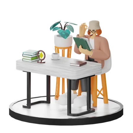 Mujer leyendo libro  3D Illustration