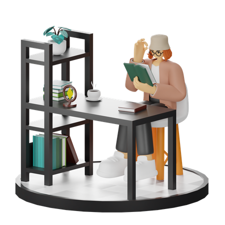 Mujer leyendo libro  3D Illustration