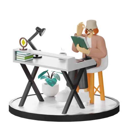 Mujer leyendo libro  3D Illustration