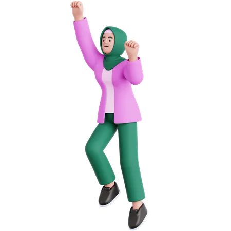 Mujer lista para volar  3D Illustration