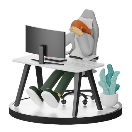 Mujer mareos en el trabajo  3D Illustration