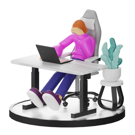 Mujer mareos en el trabajo  3D Illustration