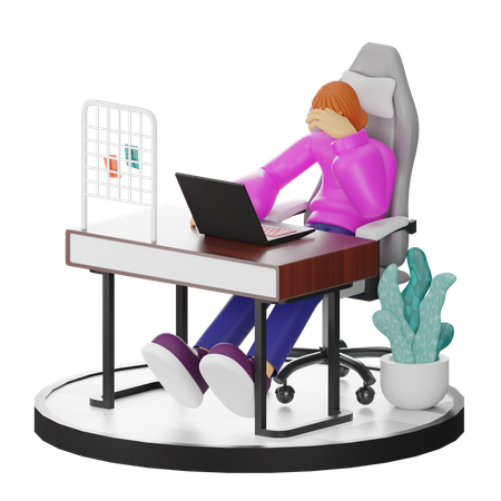 Mujer mareos en el trabajo  3D Illustration