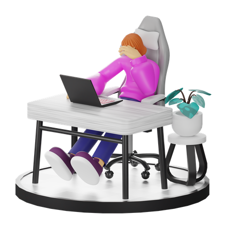 Mujer mareos en el trabajo  3D Illustration