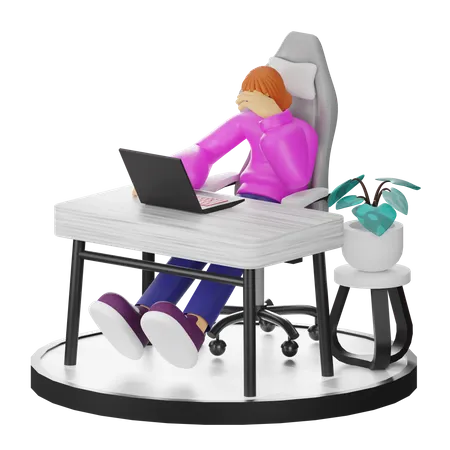 Mujer mareos en el trabajo  3D Illustration