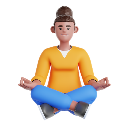 Meditación mujer  3D Illustration