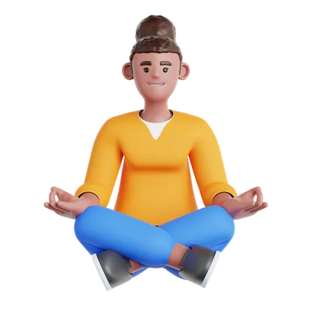 Meditación mujer  3D Illustration