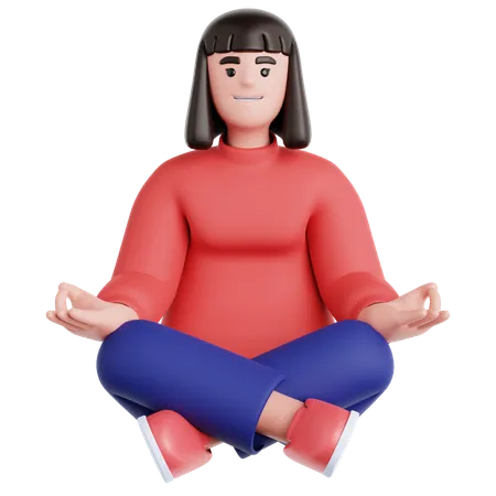 Meditación mujer  3D Illustration