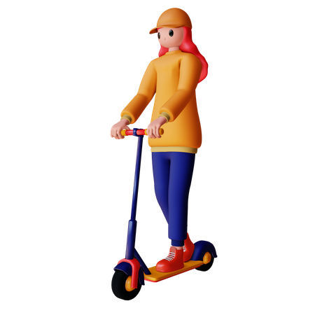 Mujer montando scooter  3D Icon
