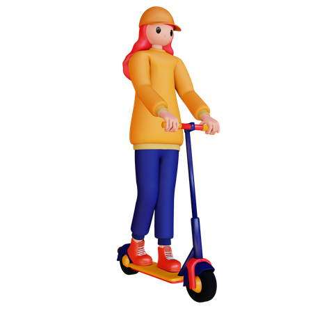 Mujer montando scooter  3D Icon