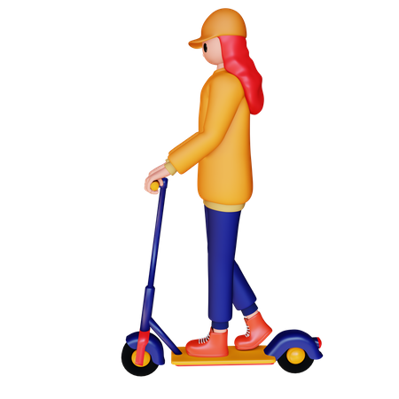 Mujer montando scooter eléctrico  3D Icon
