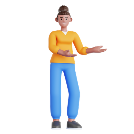 Mujer mostrando algo  3D Illustration